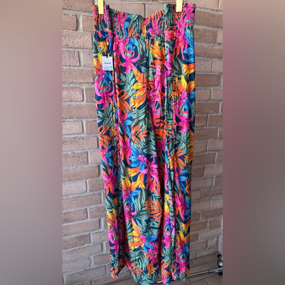 Tropical Floral Maxi Flowing Pant - excellent for over swimsuit